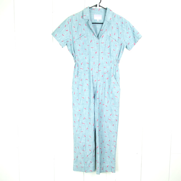 Bonobos Jumpsuit Womens SZ XXS Riviera Chambray Button Up Short Sleeve Boho - Picture 1 of 16